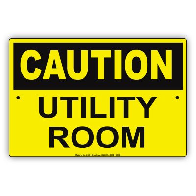 Caution Utility Room Service Electrical Aluminum Metal 12"x18" Sign