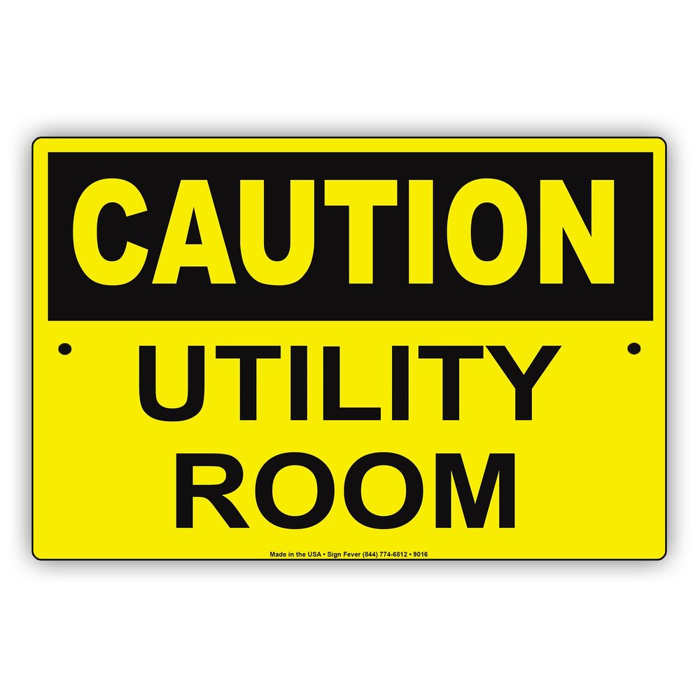 Caution Utility Room Service Electrical Aluminum Metal 12"x18" Sign