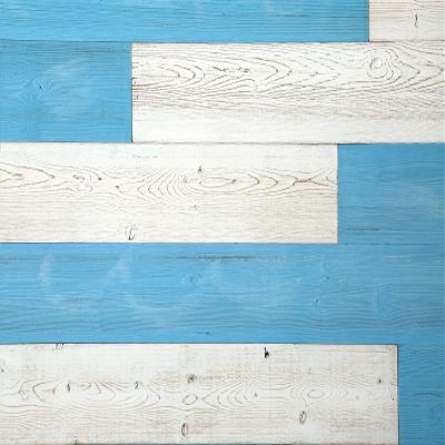 Woody Walls Peel and Stick Wood Wall Panels. Two Color Combinations (19.5 sq. ft.) (Blue Sky, White)