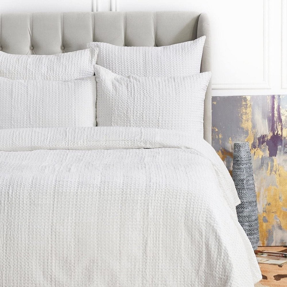 ELISABETH YORK Waffle Dove Queen Coverlet Full/Queen Quilt Dove