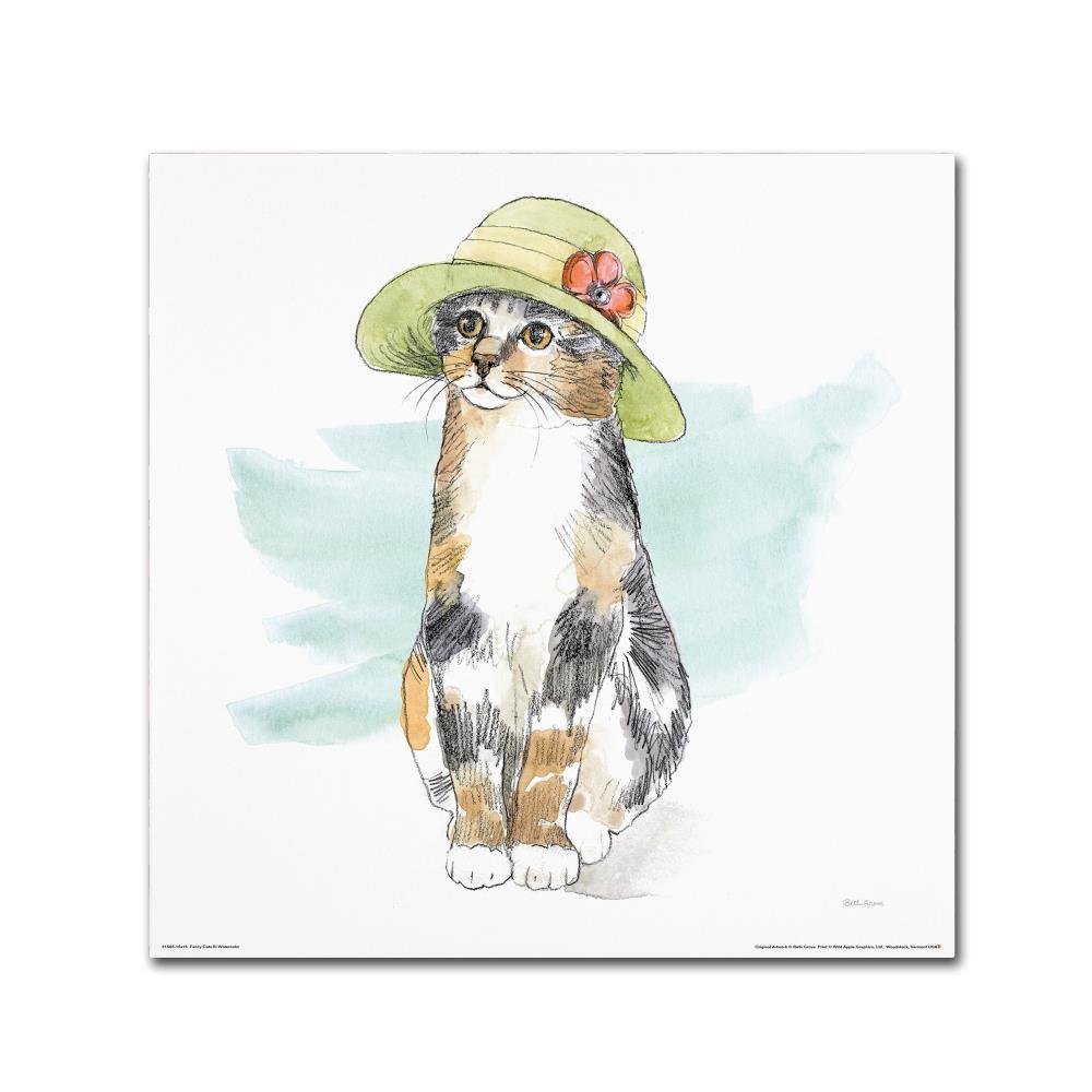 Trademark Fine Art Fancy Cats III Watercolor by Beth Grove, 18x18-Inch