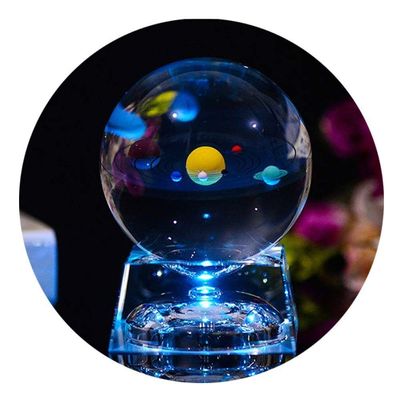 3D Crystal Ball with Solar System Model, 80mm (3.15 inch) Solar System Crystal Ball for Teacher of Physics, Girlfriend, Classmates and Birthday Gift