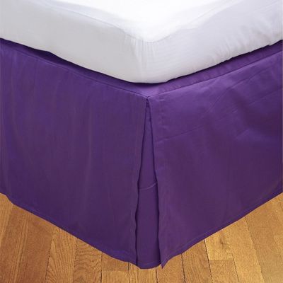 Singh's Textiles 600 Thread Count Solid Pattern Easy Fit 1-Piece Pleated Tailored Bedskirt (+21 Inches) Drop Length, 100% Egyptian Cotton King/Standard,(76" x 80") Purple Solid