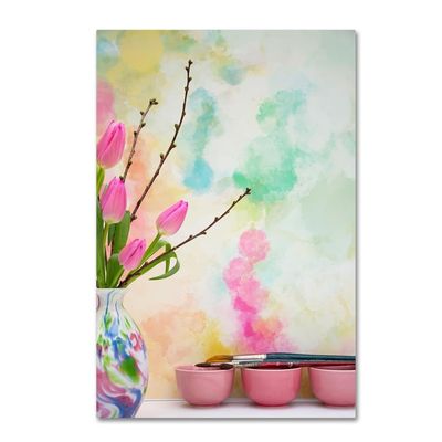 Trademark Fine Art ALI16580-C1624GG Tulips and Paint Brushes, 16 x 24