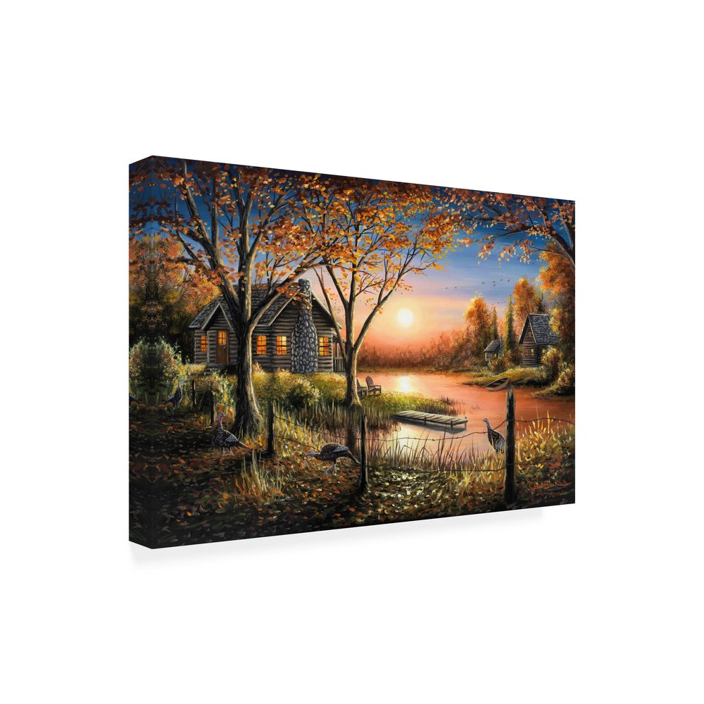 Wrapped Canvas Wall Art - Chuck Black 'An Autumn Sunset' Wall Art for Living Room, Bedroom, or Office Dcor - 16x24