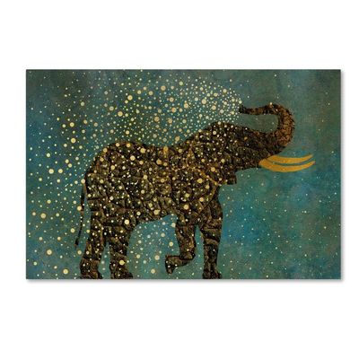 Trademark Fine Art ALI16423-C1624GG Gold Spraying Elephant, 16 x 24