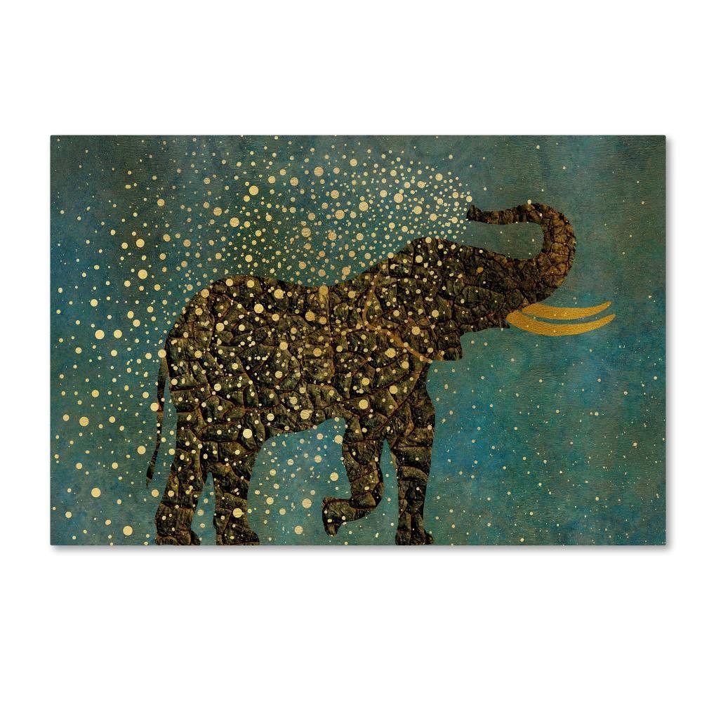 Trademark Fine Art ALI16423-C1624GG Gold Spraying Elephant, 16 x 24