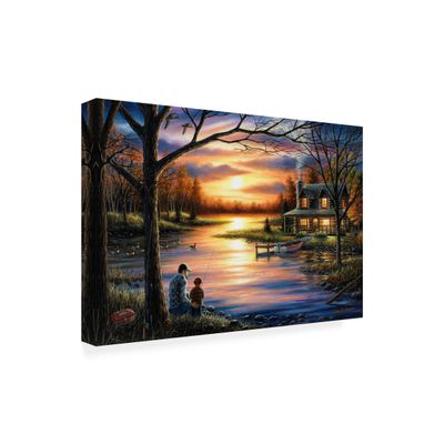 Wrapped Canvas Wall Art - Chuck Black 'Father and Son' Wall Art for Living Room, Bedroom, or Office Dcor - 16x24