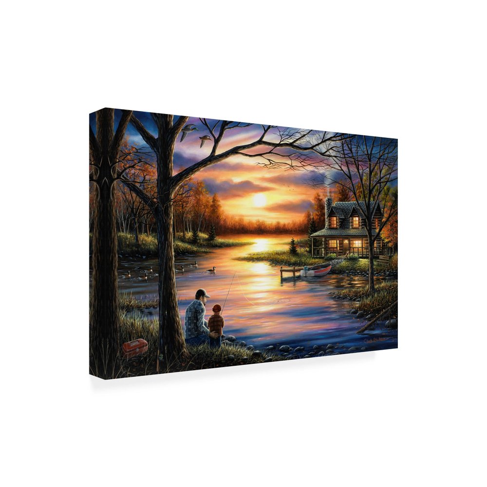 Wrapped Canvas Wall Art - Chuck Black 'Father and Son' Wall Art for Living Room, Bedroom, or Office Dcor - 16x24