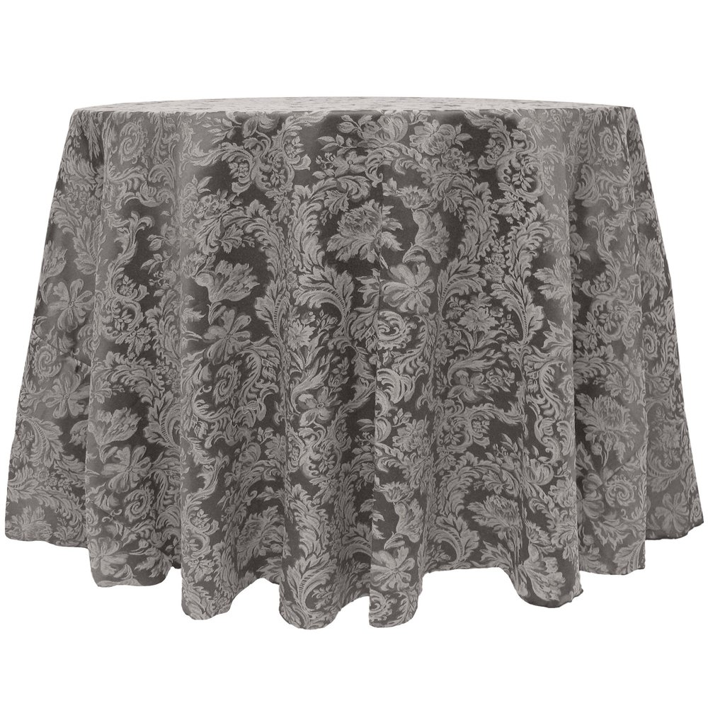 Ultimate Textile Miranda 102-Inch Round Damask Tablecloth Pewter Grey