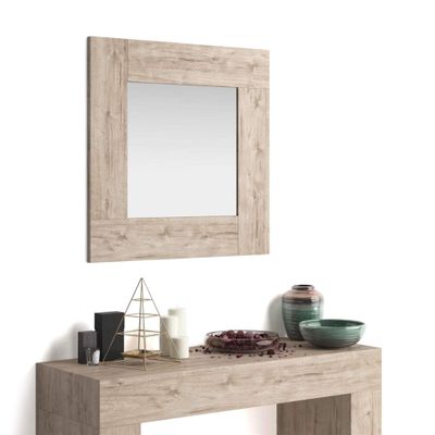Mobili Fiver, Evolution Square Wall Mirror, 28.7 x 28.7 in, Oak, Made in Italy