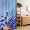 Ambesonne Kanagawa Stall Shower Curtain, Big Tsunami in The Ocean Blue Sky Japanese Nature Sea Waves Art, Fabric Bathroom Decor Set with Hooks, 36" W x 72" L, Blue Navy view 1