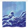 Ambesonne Kanagawa Stall Shower Curtain, Big Tsunami in The Ocean Blue Sky Japanese Nature Sea Waves Art, Fabric Bathroom Decor Set with Hooks, 36" W x 72" L, Blue Navy view 3