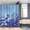 Ambesonne Kanagawa Stall Shower Curtain, Big Tsunami in The Ocean Blue Sky Japanese Nature Sea Waves Art, Fabric Bathroom Decor Set with Hooks, 54" W x 78" L, Blue Navy view 1