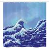 Ambesonne Kanagawa Stall Shower Curtain, Big Tsunami in The Ocean Blue Sky Japanese Nature Sea Waves Art, Fabric Bathroom Decor Set with Hooks, 54" W x 78" L, Blue Navy view 4