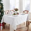 Newbridge Fancy Metallic Snowflake Christmas Fabric Tablecloth, 60 x 102 Inch Rectangle, White Silver, No-Iron Soil Resistant Sparkling Snowflakes Woven Holiday Table Cover view 2