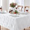 Newbridge Fancy Metallic Snowflake Christmas Fabric Tablecloth, 60 x 102 Inch Rectangle, White Silver, No-Iron Soil Resistant Sparkling Snowflakes Woven Holiday Table Cover view 3