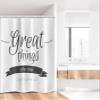 Ambesonne Saying Stall Shower Curtain, Modern Inspirational Lettering Thing Take Time Don't Give up Lifestyle, Fabric Bathroom Decor Set with Hooks, 36" W x 72" L, Black White view 2
