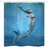 Ambesonne Underwater Stall Shower Curtain, Mermaid Fishtail Floating Bubbles Mythical Creature Ocean Life Art Print, Fabric Bathroom Decor Set with Hooks, 36" W x 72" L, Blue view 3