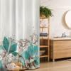 Ambesonne Turquoise Stall Shower Curtain, Retro Floral Background Hibiscus Silhouettes Dramatic Romantic Nature Art, Fabric Bathroom Decor Set with Hooks, 36" W x 72" L, Beige Teal view 1