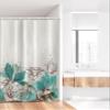 Ambesonne Turquoise Stall Shower Curtain, Retro Floral Background Hibiscus Silhouettes Dramatic Romantic Nature Art, Fabric Bathroom Decor Set with Hooks, 36" W x 72" L, Beige Teal view 2