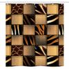 Ambesonne Savannah Stall Shower Curtain, Earthy Jeans Denim Inspired Patchwork in Giraffe and Zebra Design Art Print, Fabric Bathroom Decor Set with Hooks, 36" W x 72" L, Black and Brown view 3