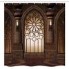 Ambesonne Gothic Stall Shower Curtain, Gate and Windows in a Dark Room Graphic Illustration Print, Fabric Bathroom Decor Set with Hooks, 54" W x 78" L, Brown view 4