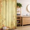 Ambesonne Bamboo Print Stall Shower Curtain, Bamboo Stems and Blooming Flower Antique Grunge Background Oriental, Fabric Bathroom Decor Set with Hooks, 36" W x 72" L, Mustard Vermilion view 1