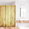 Ambesonne Bamboo Print Stall Shower Curtain, Bamboo Stems and Blooming Flower Antique Grunge Background Oriental, Fabric Bathroom Decor Set with Hooks, 36" W x 72" L, Mustard Vermilion view 2