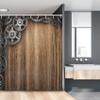 Ambesonne Industrial Stall Shower Curtain, Gear Wheels on Left Corner Timber Background Mechanical Mechanism Engine, Fabric Bathroom Decor Set with Hooks, 54" W x 78" L, Pale Brown Grey view 1
