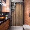 Ambesonne Industrial Stall Shower Curtain, Gear Wheels on Left Corner Timber Background Mechanical Mechanism Engine, Fabric Bathroom Decor Set with Hooks, 54" W x 78" L, Pale Brown Grey view 2
