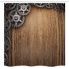 Ambesonne Industrial Stall Shower Curtain, Gear Wheels on Left Corner Timber Background Mechanical Mechanism Engine, Fabric Bathroom Decor Set with Hooks, 54" W x 78" L, Pale Brown Grey view 4