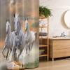Ambesonne Horses Stall Shower Curtain, Stallion Horses Running on a Sky Background Male Champions Print, Fabric Bathroom Decor Set with Hooks, 36" W x 72" L, White Orange view 1