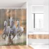 Ambesonne Horses Stall Shower Curtain, Stallion Horses Running on a Sky Background Male Champions Print, Fabric Bathroom Decor Set with Hooks, 36" W x 72" L, White Orange view 2