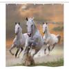Ambesonne Horses Stall Shower Curtain, Stallion Horses Running on a Sky Background Male Champions Print, Fabric Bathroom Decor Set with Hooks, 36" W x 72" L, White Orange view 3