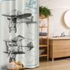 Ambesonne Airplane Stall Shower Curtain, Classic Nostalgic Planes Aircraft Propeller in The Sky Fast Travel Wings Sketch, Fabric Bathroom Decor Set with Hooks, 36" W x 72" L, Blue Black view 1