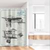 Ambesonne Airplane Stall Shower Curtain, Classic Nostalgic Planes Aircraft Propeller in The Sky Fast Travel Wings Sketch, Fabric Bathroom Decor Set with Hooks, 36" W x 72" L, Blue Black view 2