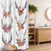 Ambesonne Antlers Stall Shower Curtain, Deer Horns Bouquet Flowers Bloom Fun Springtime Garden Branches Work of Art Print, Fabric Bathroom Decor Set with Hooks, 36" W x 72" L, White Plum Jade Green view 1