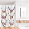 Ambesonne Antlers Stall Shower Curtain, Deer Horns Bouquet Flowers Bloom Fun Springtime Garden Branches Work of Art Print, Fabric Bathroom Decor Set with Hooks, 36" W x 72" L, White Plum Jade Green view 2