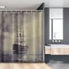Ambesonne Nautical Stall Shower Curtain, Old Pirate Ship in The Sea Historical Cruise Retro Voyage Grunge Style Art, Fabric Bathroom Decor Set with Hooks, 54" W x 78" L, Plum Tan view 1