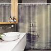 Ambesonne Nautical Stall Shower Curtain, Old Pirate Ship in The Sea Historical Cruise Retro Voyage Grunge Style Art, Fabric Bathroom Decor Set with Hooks, 54" W x 78" L, Plum Tan view 3