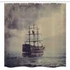 Ambesonne Nautical Stall Shower Curtain, Old Pirate Ship in The Sea Historical Cruise Retro Voyage Grunge Style Art, Fabric Bathroom Decor Set with Hooks, 54" W x 78" L, Plum Tan view 4