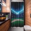 Ambesonne Baseball Stall Shower Curtain, Professional Baseball Field at Night Vibrant Playground Stadium League Theme Print, Fabric Bathroom Decor Set with Hooks, 54" W x 78" L, Blue Green view 2