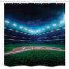 Ambesonne Baseball Stall Shower Curtain, Professional Baseball Field at Night Vibrant Playground Stadium League Theme Print, Fabric Bathroom Decor Set with Hooks, 54" W x 78" L, Blue Green view 4