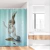 Ambesonne Mermaid Stall Shower Curtain, Floating Girl Water Bubbles Underwater Themed Art Print, Fabric Bathroom Decor Set with Hooks, 36" W x 72" L, Seafoam Beige and Brown view 2