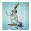 Ambesonne Mermaid Stall Shower Curtain, Floating Girl Water Bubbles Underwater Themed Art Print, Fabric Bathroom Decor Set with Hooks, 36" W x 72" L, Seafoam Beige and Brown view 3