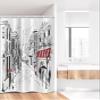 Ambesonne Paris Stall Shower Curtain, Old French Pedestrians Stores Trees and The Silhouette of Eifffel Urban Illustration, Fabric Bathroom Decor Set with Hooks, 36" W x 72" L, Gray White view 2