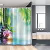 Ambesonne Spa Stall Shower Curtain, Symbolic Features Candle and Bamboos Tranquil and Thoughtful Life Nature Print, Fabric Bathroom Decor Set with Hooks, 54" W X 78" L, Blue Black view 1