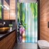 Ambesonne Spa Stall Shower Curtain, Symbolic Features Candle and Bamboos Tranquil and Thoughtful Life Nature Print, Fabric Bathroom Decor Set with Hooks, 54" W X 78" L, Blue Black view 2