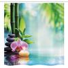 Ambesonne Spa Stall Shower Curtain, Symbolic Features Candle and Bamboos Tranquil and Thoughtful Life Nature Print, Fabric Bathroom Decor Set with Hooks, 54" W X 78" L, Blue Black view 4